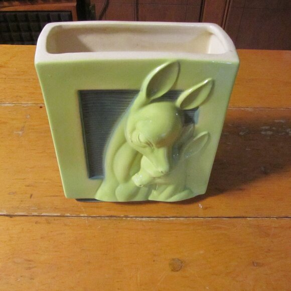 Vtg Royal Copley MCM planter cottage core 7 in H by 6 W 3 in depth Deer front - Picture 1 of 5
